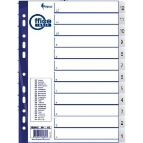 Separation sheets Forpus A4, 12-1 numbers, plastic
