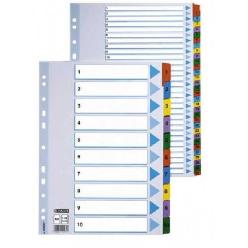 Divider Esselte Mylar, A4, numbers 1-12, color