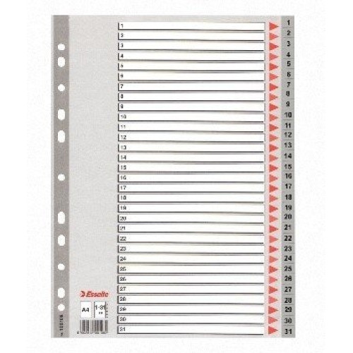 Divider Esselte PP, A4, numbers 1-31, plastic