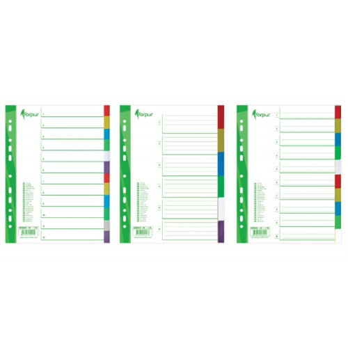 Divider Forpus, A4, 1-12 colors, plastic