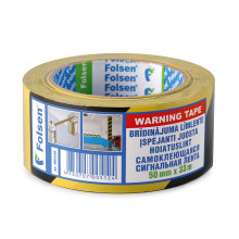 Līmlente Folsen, PVC, 50mmx33m, melna/dzeltena