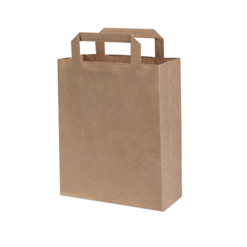 Iepirkumu maiss ar plakaniem rokturiem 180x85x250mm PAP brūns 70gsm (EAN)