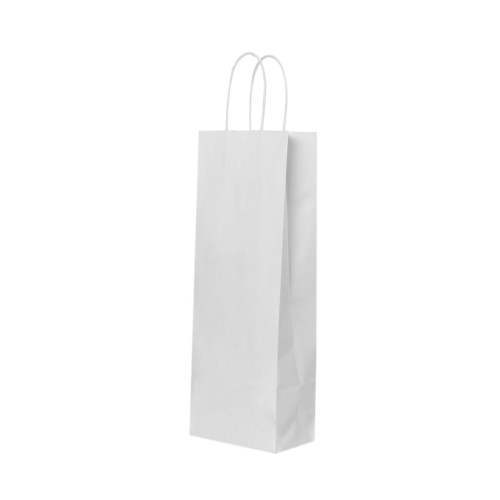 Papīra maiss ar vītiem rokturiem pudelēm, 140x80x390mm, 110gsm, balts