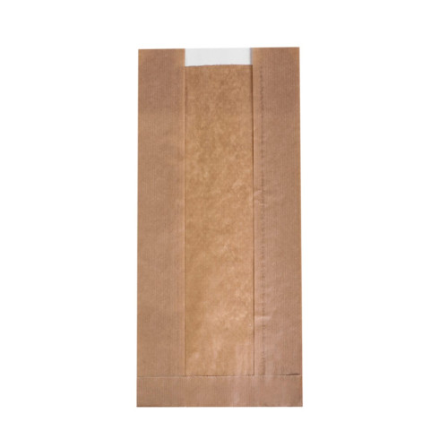 Papīra tūtas ar lodziņu, 160x75x330mm, PAP, 35gsm, brūnas, iepakojumā 1000gab.
