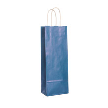 Dāvanu maiss ar vītiem rokturiem pudelēm, 140x80x390mm, PAP, 110gsm, tumši zils
