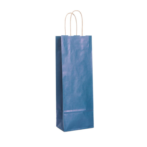 Dāvanu maiss ar vītiem rokturiem pudelēm, 140x80x390mm, PAP, 110gsm, tumši zils