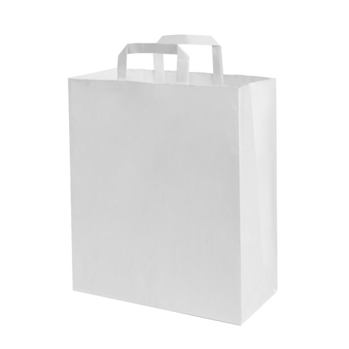 Papīra maiss ar plakaniem rokturiem 260x160x250mm, PAP 80gsm, balts