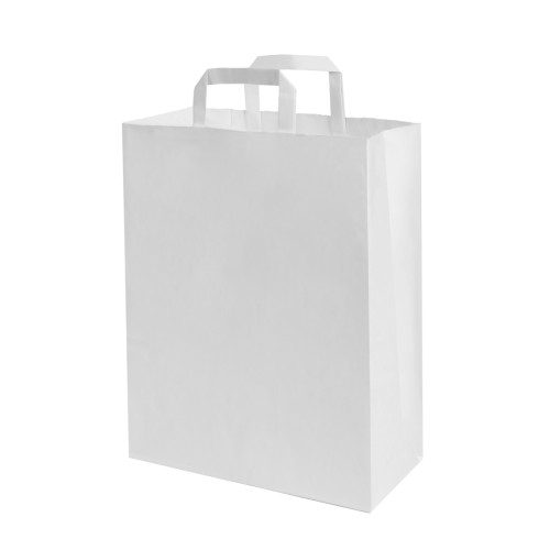 Papīra maiss ar plakaniem rokturiem 320x170x410mm PAP 80gsm balts
