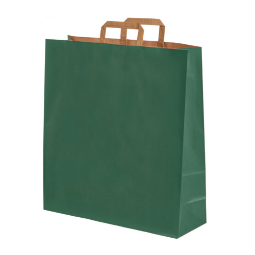 Dāvanu maiss ar plakaniem rokturiem, 450x150x490mm, PAP, 110gsm, tumši zaļš