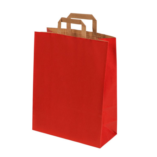 Dāvanu maiss ar plakaniem rokturiem, 320x170x450mm, PAP, 90gsm, sarkans