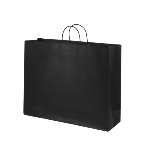 Dāvanu maiss ar vītiem rokturiem, 540x160x430mm, PAP, 130gsm, melns, J-Fold Cotone