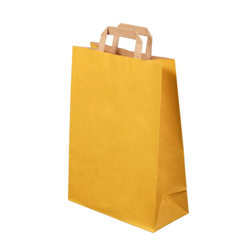 Dāvanu maiss ar plakaniem rokturiem, 270x120x370mm, PAP, 90gsm, dzeltens
