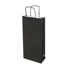 Dāvanu maiss ar vītiem rokturiem pudelēm, 180x80x380mm, PAP, 120gsm, melns