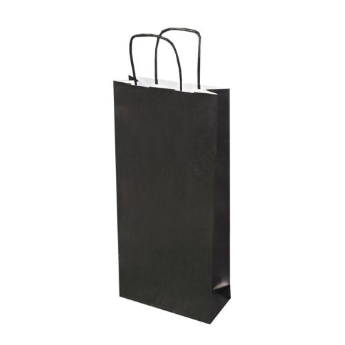 Dāvanu maiss ar vītiem rokturiem pudelēm, 180x80x380mm, PAP, 120gsm, melns