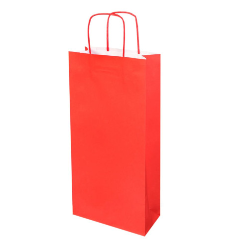 Dāvanu maiss ar vītiem rokturiem pudelēm, 180x80x380mm, PAP, 120gsm, sarkans
