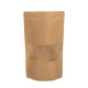 Papīra maisi doypack ar lodziņu, 180+90x290mm,  1000ml, ar zip-lock aizdari, brūni, iepakojumā 100gab.