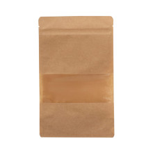 Papīra maisi doypack ar lodziņu, 180+90x290mm,  1000ml, ar zip-lock aizdari, brūni, iepakojumā 100gab.