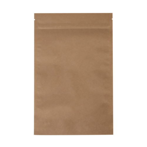 Papīra maisi doypack, 180+90x290mm, 1000ml, ar zip-lock aizdari, brūni, iepakojumā 100gab.
