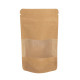 Papīra maisi doypack ar lodziņu, 85+50x145mm, 100ml, ar zip-lock aizdari, brūni, iepakojumā 100gab.