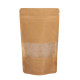Papīra maisi doypack ar lodziņu, 110+70x185mm, 250ml, ar zip-lock aizdari, brūni, iepakojumā 100gab