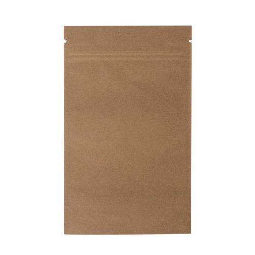 Papīra maisi doypack, 110+70x185mm, 250ml, ar zip-lock aizdari, brūni, iepakojumā 100gab.