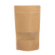 Papīra maisi doypack ar lodziņu, 130+80x225mm, 500ml, ar zip-lock aizdari, brūni, iepakojumā 100gab.
