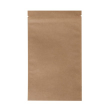Papīra maisi doypack, 130+80x225mm, 500ml, ar zip-lock aizdari, brūni, iepakojumā 100gab.