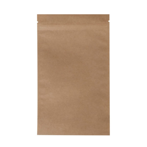 Papīra maisi doypack, 130+80x225mm, 500ml, ar zip-lock aizdari, brūni, iepakojumā 100gab.