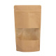 Papīra maisi doypack ar lodziņu, 160+90x270mm, 750ml, ar zip-lock aizdari, brūni, iepakojumā 100gab.