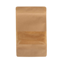 Papīra maisi doypack ar lodziņu, 160+90x270mm, 750ml, ar zip-lock aizdari, brūni, iepakojumā 100gab.