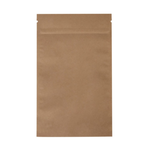 Papīra maisi doypack, 160+90x270mm, 750ml, ar zip-lock aizdari, brūni, iepakojumā 100gab.