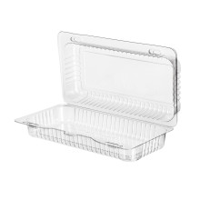 Konteineri konditorejas ar atlokāmu vāku, PET, 187x84x23/27mm, caurspīdīgi, iepakojumā 300gab.