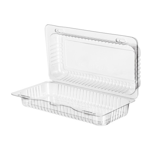 Konteineri konditorejas ar atlokāmu vāku, PET, 187x84x23/27mm, caurspīdīgi, iepakojumā 300gab.