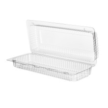 Konteineri konditorejas ar atlokāmu vāku, PET, 280x90x31/30mm, caurspīdīgi, iepakojumā 50gab.