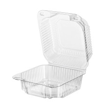 Konteineri konditorejas ar atlokāmu vāku, PET, 104x104x31/33mm, caurspīdīgi, iepakojumā 50gab.