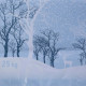 Maisi ar rokturiem un druku "Winter Deer", HDPE, 360+160x650mm, 50µm, zili, iepakojumā 50gab.