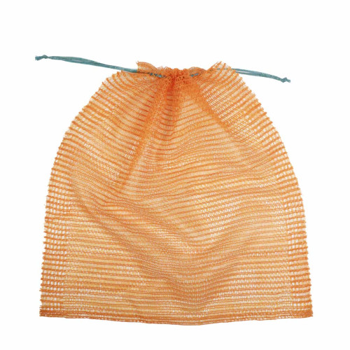 Tīkliņmaisi dārzeņiem ar savilcēju, 50x65cm, oranži, HDPE, iepakojumā 100gab.