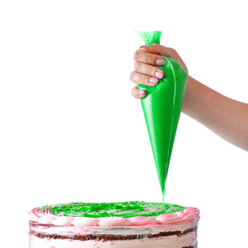 Konusveida konditorejas maisiņi anti-slip, 15x30cm, 80µm, zaļi, LDPE, rullī 100gab.