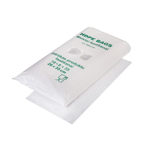 Maisiņi bez rokturiem, 18+8x35cm, 10µm, caurspīdīgi, HDPE, iepakojumā 500gab.