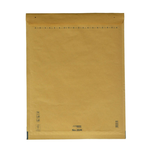 Aploksne polsterēta K20, 370x480mm (345x470mm), PAP+PE, brūna
