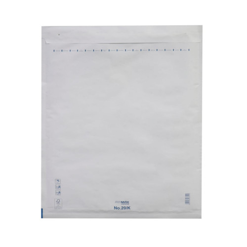 Aploksne polsterēta K20, 370x480mm (345x470mm), PAP+PE, balta