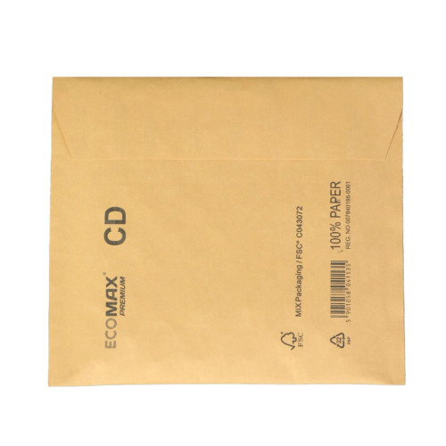 Aploksne polsterēta CD, 200x175mm (180x165mm), 100% PAP, brūna