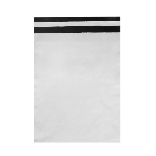 Kurjeraploksne, 310×420+50mm, 50µm, balta/melna, LDPE, pašlīmējoša, iepakojumā 100gab.