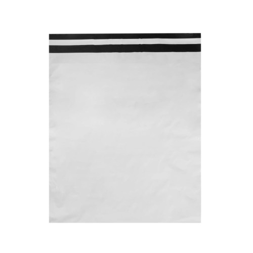 Kurjeraploksne, 350×460+50mm, 50µm, balta/melna, LDPE, pašlīmējoša, iepakojumā 100gab.
