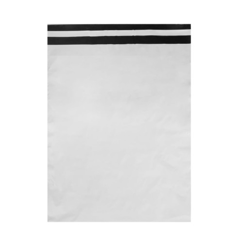 Kurjeraploksne, 400×500+50mm, 50µm, balta/melna, LDPE, pašlīmējoša, iepakojumā 100gab.