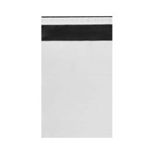 Kurjeraploksne, 190×255+50mm, 50µm, balta/melna, LDPE, pašlīmējoša, iepakojumā 100gab.