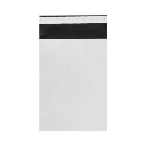 Kurjeraploksne, 190×255+50mm, 50µm, balta/melna, LDPE, pašlīmējoša, iepakojumā 100gab.