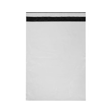 Kurjeraploksne, 325×425+50mm, 50µm, balta/melna, LDPE, pašlīmējoša, iepakojumā 100gab.