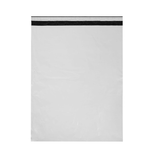 Kurjeraploksne, 450×550+50mm, 50µm, balta/melna, LDPE, pašlīmējoša, iepakojumā 100gab.