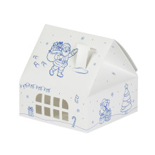 Kartona kaste 125x125x55mm spec, balta, Ziemassvētku mājiņa, ar druku